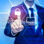 businessman pressing support button on vitual screen