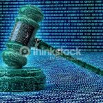 legal computer judge concept, cyber gavel,3D illustration