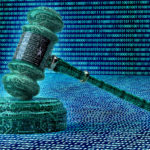 legal computer judge concept, cyber gavel,3D illustration